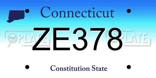 ZE378 Connecticut License Plate