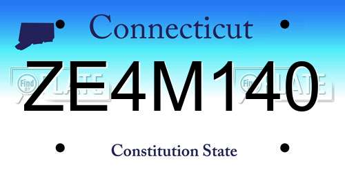 ZE4M140 Connecticut License Plate