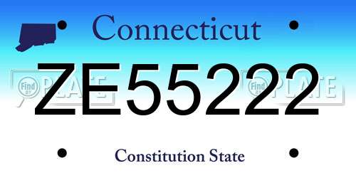 ZE55222 Connecticut License Plate