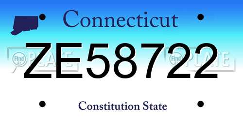 ZE58722 Connecticut License Plate