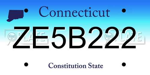 ZE5B222 Connecticut License Plate