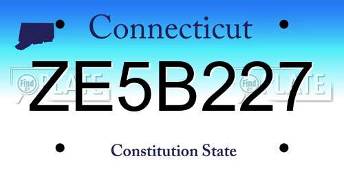 ZE5B227 Connecticut License Plate