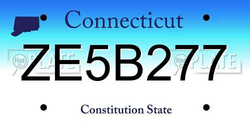 ZE5B277 Connecticut License Plate