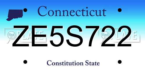 ZE5S722 Connecticut License Plate