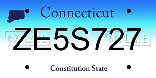 ZE5S727 Connecticut License Plate