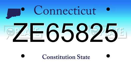 ZE65825 Connecticut License Plate
