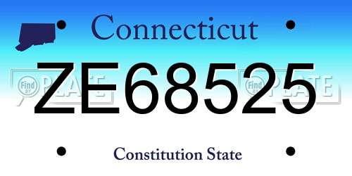 ZE68525 Connecticut License Plate