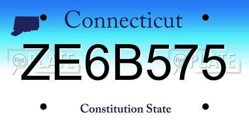 ZE6B575 Connecticut License Plate