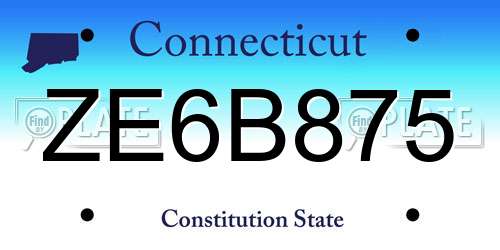 ZE6B875 Connecticut License Plate