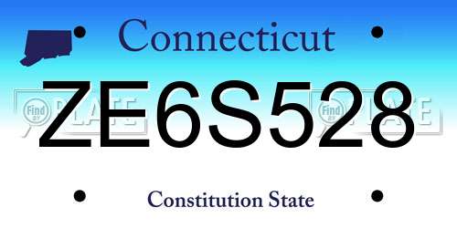 ZE6S528 Connecticut License Plate