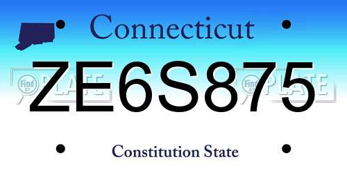 ZE6S875 Connecticut License Plate