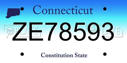 ZE78593 Connecticut License Plate