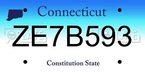 ZE7B593 Connecticut License Plate