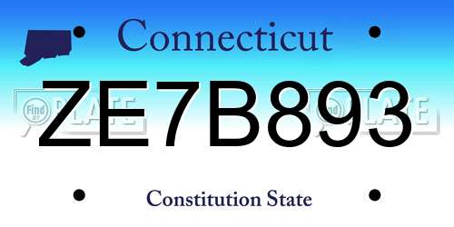 ZE7B893 Connecticut License Plate