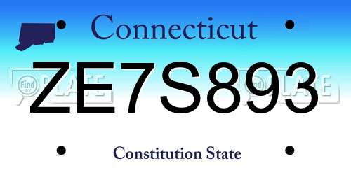 ZE7S893 Connecticut License Plate