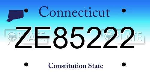 ZE85222 Connecticut License Plate
