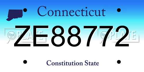 ZE88772 Connecticut License Plate