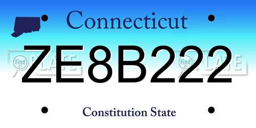 ZE8B222 Connecticut License Plate