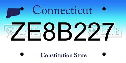 ZE8B227 Connecticut License Plate