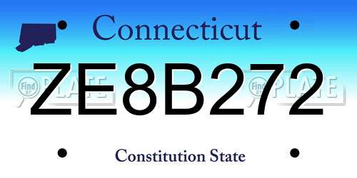ZE8B272 Connecticut License Plate