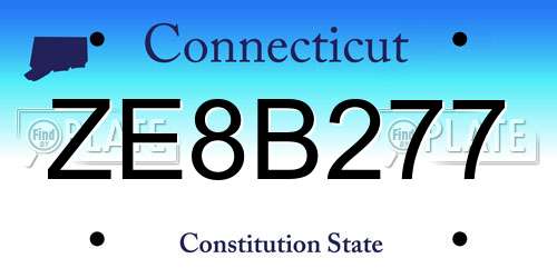 ZE8B277 Connecticut License Plate