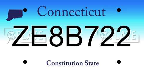 ZE8B722 Connecticut License Plate