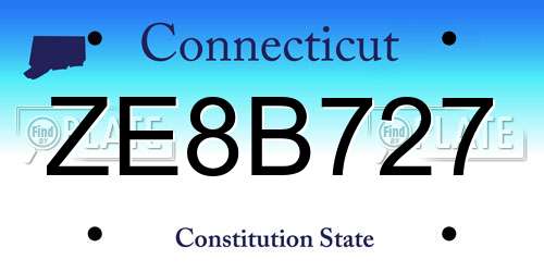 ZE8B727 Connecticut License Plate