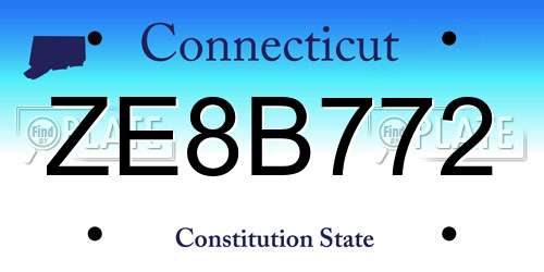 ZE8B772 Connecticut License Plate
