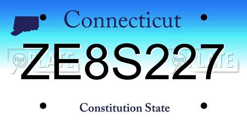 ZE8S227 Connecticut License Plate