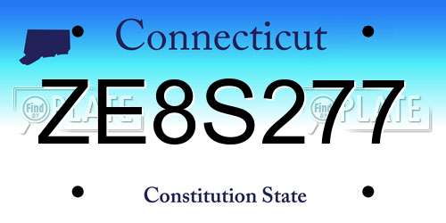 ZE8S277 Connecticut License Plate
