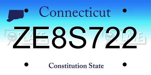 ZE8S722 Connecticut License Plate