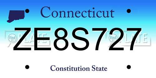 ZE8S727 Connecticut License Plate