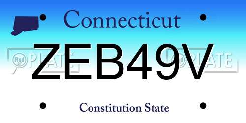 ZEB49V Connecticut License Plate