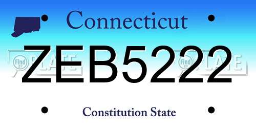ZEB5222 Connecticut License Plate