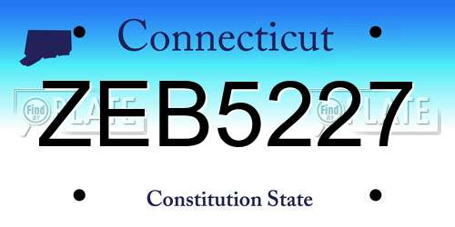 ZEB5227 Connecticut License Plate