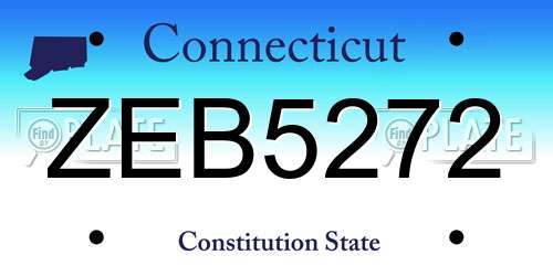 ZEB5272 Connecticut License Plate