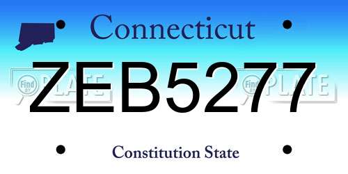 ZEB5277 Connecticut License Plate