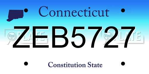 ZEB5727 Connecticut License Plate