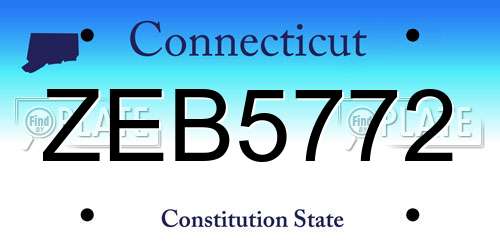 ZEB5772 Connecticut License Plate