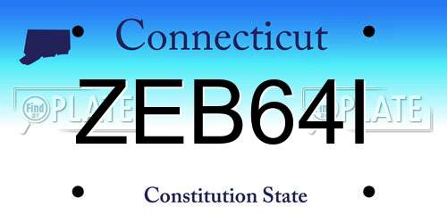 ZEB64I Connecticut License Plate