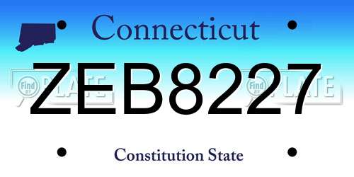 ZEB8227 Connecticut License Plate