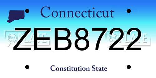 ZEB8722 Connecticut License Plate
