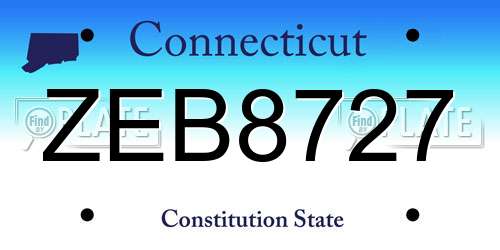 ZEB8727 Connecticut License Plate