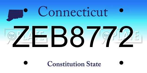 ZEB8772 Connecticut License Plate