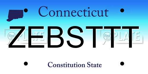 ZEBSTTT Connecticut License Plate