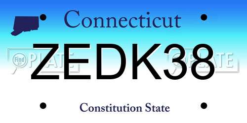 ZEDK38 Connecticut License Plate