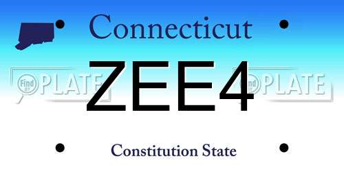 ZEE4 Connecticut License Plate