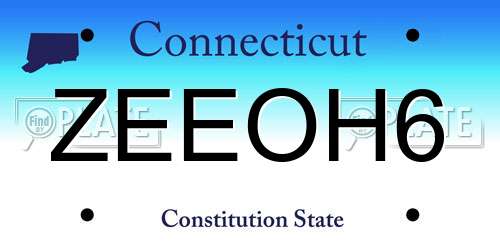ZEEOH6 Connecticut License Plate