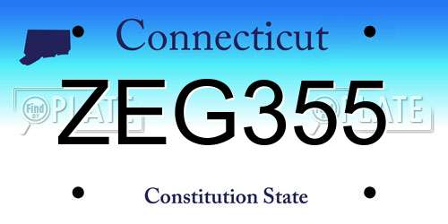 ZEG355 Connecticut License Plate