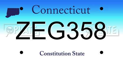 ZEG358 Connecticut License Plate